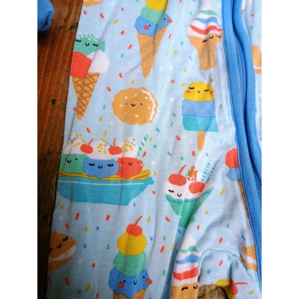 Little Sleepies 6-12 months Blueberry Ice Cream Social Zippy Bamboo Pajama